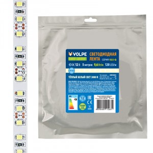Лента св/д  2835-120LED/m-8mm-IP20-9,6W/m-5M-3000K ULS-Q330 Volpe