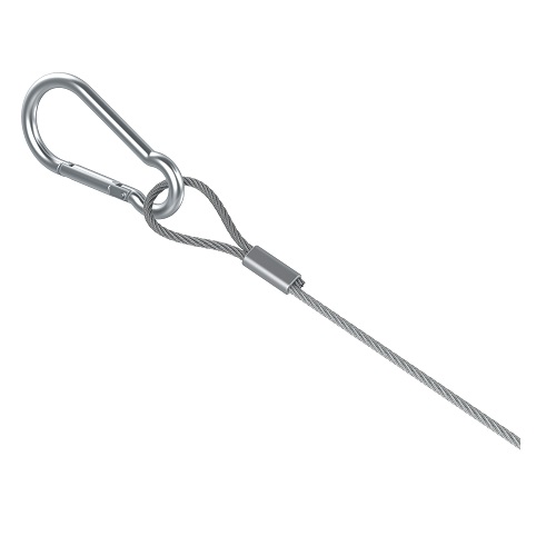 Трос оцинкованный с карабином и замком 10 м, толщ. 2,0 мм, Сендзимир цинк Ostec