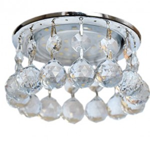 Св-к GX53 H4 Круг с большими хрусталиками прямой подвес прозрач/хром Ecola