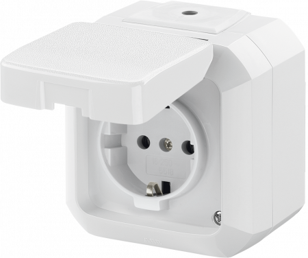 Variant+ Розетка ОУ 1 мест. с зазем.с защитной крышкой 16А белый IP54 ABB