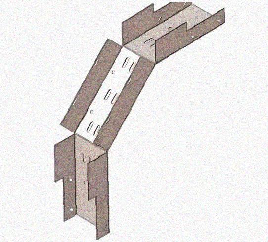 Лоток замковый перфорированный КСЗ 400х60-90 УХЛ1 для поворота трассы вниз на 90, горячее цинкование, S1,5