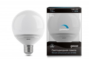 Лампа св/д шар G95 14W Е27 4100К Матовый Диммир.GAUSS