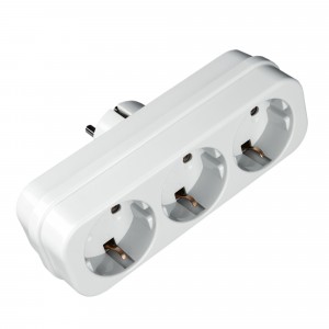 Разветвитель (тройник) 3 гнезда 16А белый, земля, шторки (линейный) S-GES3-16P Uniel