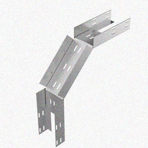 Лоток замковый перфорированный КСЗ 200х65-90 УТ1,5 для поворота трассы вниз на 90, оцинкованный лист S1,0