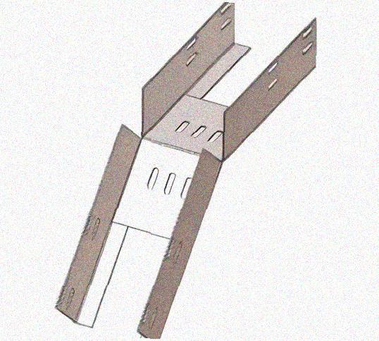 Лоток перфорированный КС 50х50-45 УХЛ1 для поворота трассы вниз на 45, оцинкованный лист S1,5