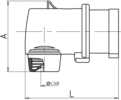 Вилка кабельная угловая IP44 32А 2P+E 230В DKC