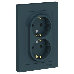 ATLASDESIGN Розетка СУ 2-м., с з/з в сборе 16А изумруд IP20 Schneider Electric