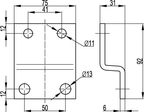 Пластина для крепления консолей BBD-41 к тяжелому подвесу/профилю,горячеоцинкованная DKC
