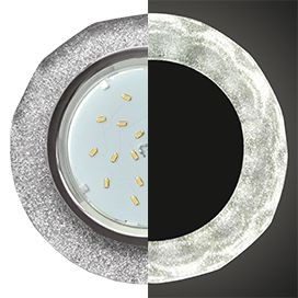 Св-к GX53 H4 LD5313 стекло круг с вогн.гранями подсветка 4000K хром-серебр.блеск Ecola