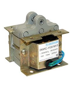 Электромагнит ЭМИС-1100 МУ3, 380В, тянущее исполнение, ПВ 100%, IP20, с гибкими выводами Электротехник