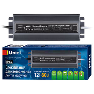 Блок питания 12V 60W IP67 5A UET-VAF-060A67 Uniel