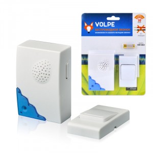 Звонок беспроводной, 30м, 16 мелодий, индикатор, белый, блистер Volpe