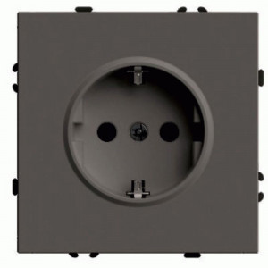 Розетка 1-местная с защитной шторкой с/з (механизм), 250В, 16А, серия Эмили, RST16-5110-09, антрацит, soft touch STEKKER