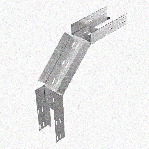 Лоток замковый перфорированный КСЗ 400х60-90 УХЛ1 для поворота трассы вниз на 90, горячее цинкование, S1,5