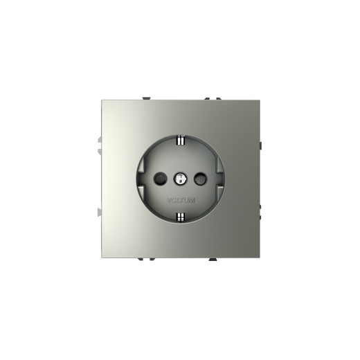 Розетка встраиваемая Voltum S70 с заземлением и защитными шторками, 16А, (сталь)