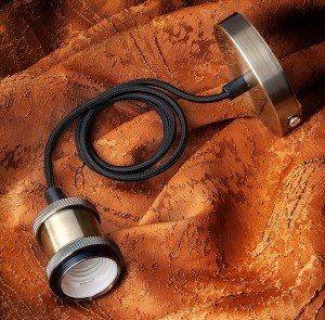 Патрон LOFT E27 подвесной с клеммой (ретро-провод ПВС 2x0.75, 1м) бронза General