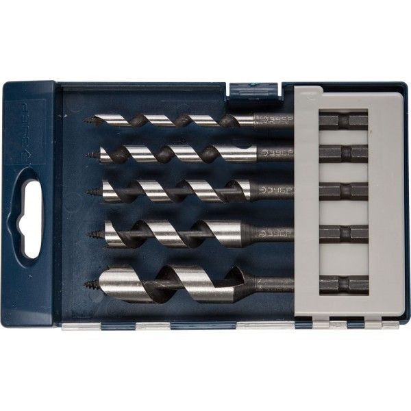 Набор сверл по дереву, 5шт(d=6-16мм), спираль Левиса, шестигранный хвостовик 1/4", Эксперт 29483-H5 ЗУБР