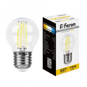 Лампа светодиодная филамент (15W) 230V E27 2700K прозрачная, LB-515 Feron