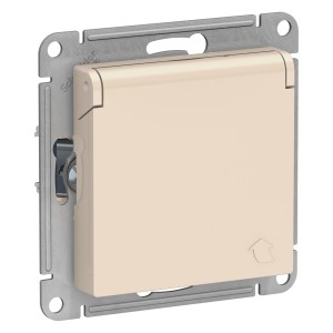 ATLASDESIGN Механизм розетки без лицевой панели СУ 1-м. с з/з, со шторками, с крышкой 16А бежевый IP20 Schneider Electric