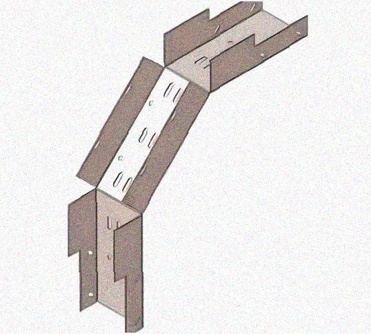 Лоток замковый перфорированный КСЗ 50х50-90 УХЛ1 для поворота трассы вниз на 90, горячее цинкование, S1,0