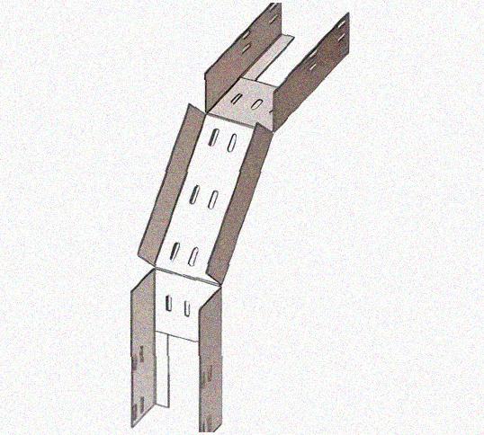 Лоток перфорированный КС 600х80-90 У3 для поворота трассы вниз на 90, окрашенный, S1,5