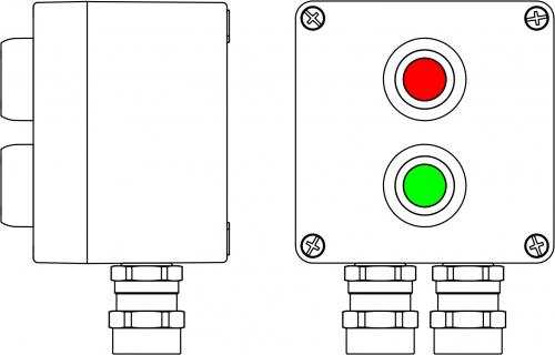 Взрывозащищ. пост упр. из алюминия CPE-A-12-(1xP1G(11)-1xP1R(11))-2x6018AASBKGM2SB(C)1Ex d e IIC T6 Gb / Ex tb IIIC T80°C Db IP66 DKC
