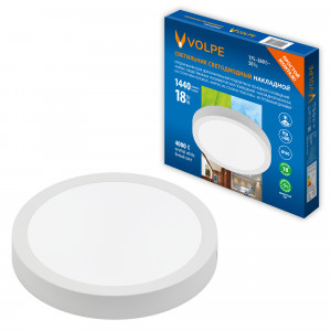 Светильник светодиодный накладной 18W(1440lm) 4000К 28x210мм круг/белый ULM-Q241 Volpe