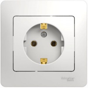GLOSSA  Розетка СУ 1-м с заземл., в сборе 16А Белый IP20 Schneider Electric