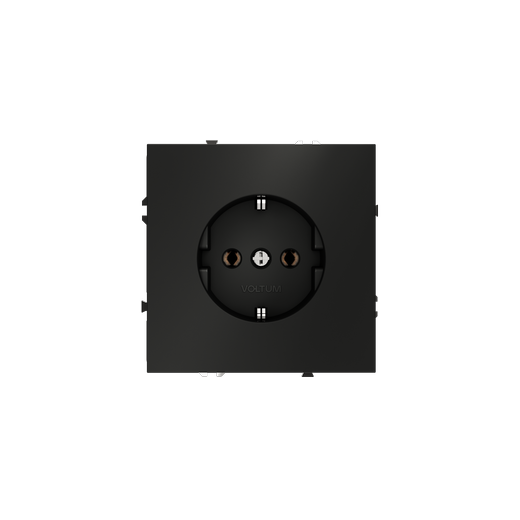 Розетка встраиваемая Voltum S70 с заземлением 16А, (черный матовый)