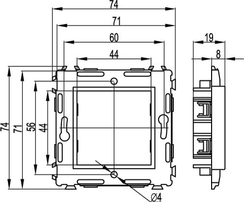 Каркас на 2 модуля (одноместный), белый, RAL 9016 DKC Каркас на 2 модуля (одноместный), белый, RAL 9016 DKC