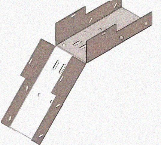 Лоток замковый перфорированный КСЗ 100х65-45 УХЛ1 для поворота трассы вниз на 45, оцинкованный лист S1,5