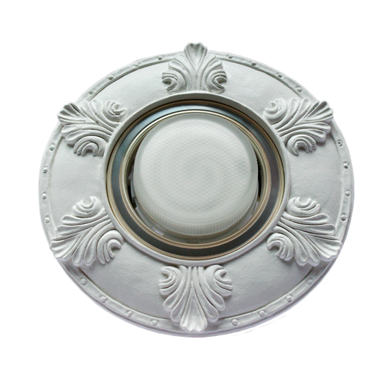 Накладка широкая гипсовая "листья" для встр.свет-ка GX53 H4 белая 19х195мм Ecola