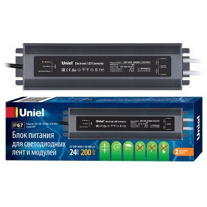 Блок питания для св/д лент и модулей 24V 200W 2вых.IP67 Uniel Блок питания для св/д лент и модулей 24V 200W 2вых.IP67 Uniel