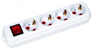 Колодка 4 гнезда 16A 250В с выкл. земля белая HOROZ