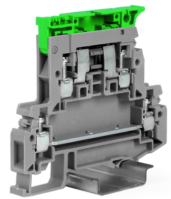 Держатель предохранителя. Двух-уровневый. 4 кв. мм. Серый. С диодным индикатором на 12-48 вольт (AC/DC). DKC
