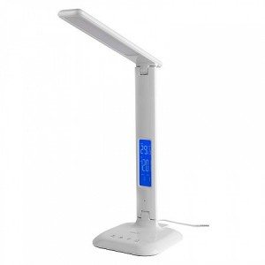 Светильник св/д настольный 8W(610lm)3000K-4000K-5000K дисплей (часы,терм)белый General
