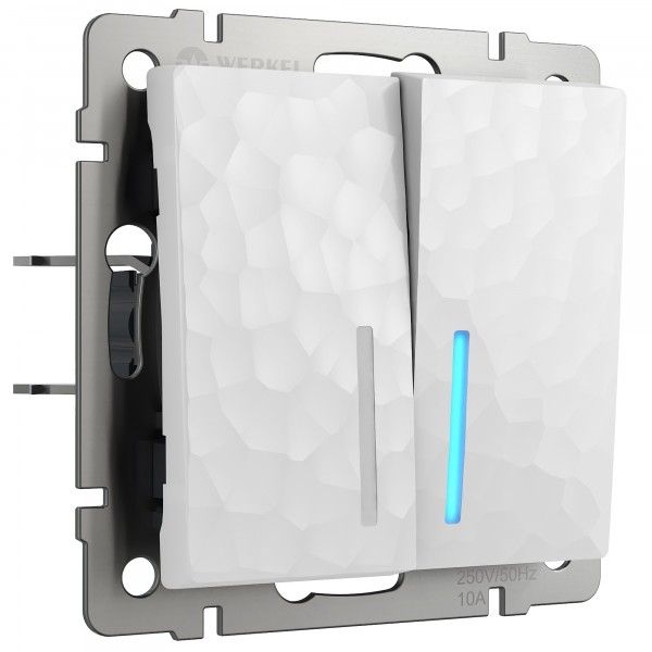 Hammer Механизм выключателя СУ 2 кл. с подсветкой 10А Белый IP20 Werkel