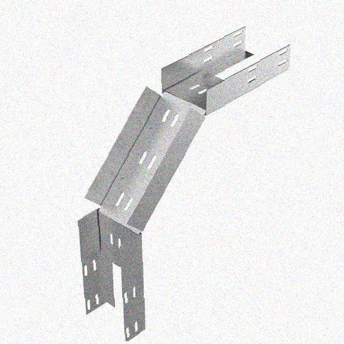 Лоток замковый перфорированный КСЗ 80х80-90 УТ1,5 для поворота трассы вниз на 90, оцинкованный лист, S1,5