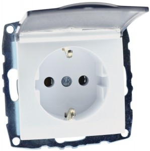 Despina/Larissa Механизм розетки без лицевой панели СУ 1 мест. (земля, крышка) 16А Белый IP20 Mono