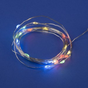 Гирлянда-нить Роса MULTI 20LED разноцв. 2м. (2шт*AA) медн.провод IP20 Uniel
