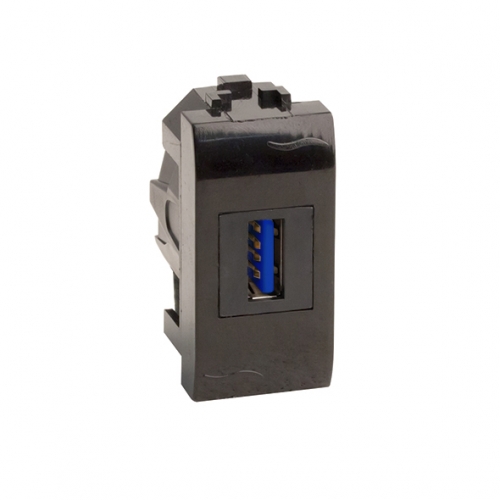 USB 3.0 розетка, Brava, черная, 1 мод. DKC USB 3.0 розетка, Brava, черная, 1 мод. DKC