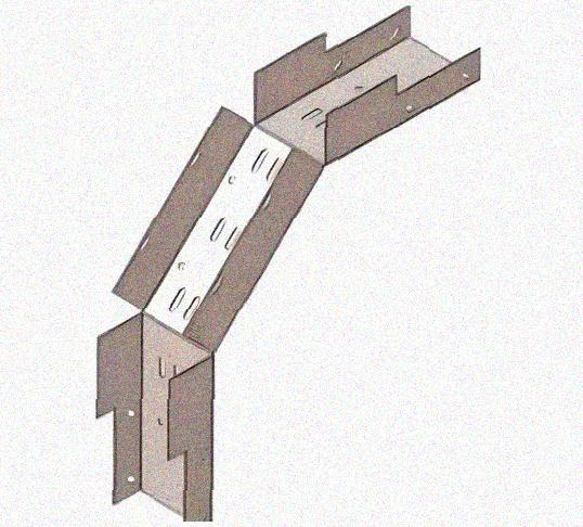 Лоток замковый перфорированный КСЗ 100х65-90 УХЛ1 для поворота трассы вниз на 90, горячее цинкование, S1,5