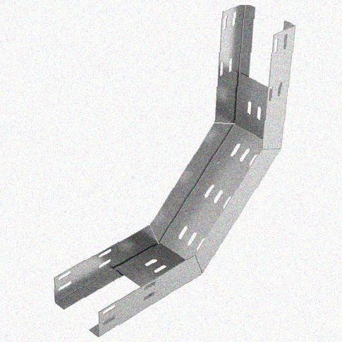 Лоток перфорированный КП 150х80-90 У3 для поворота трассы вверх на 90, окрашенный, S1,5