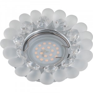 Св-к встр. MR16 Peonia Круг металл хром стекло прозрачный Fametto