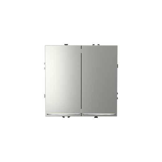 Проходной переключатель встраиваемый Voltum S70 двухклавишный с подсветкой 10А, (сталь)