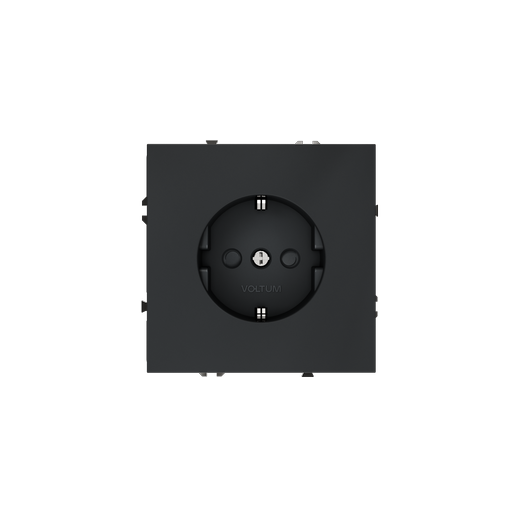 Розетка встраиваемая Voltum S70 с заземлением и защитными шторками, 16А, (графит)