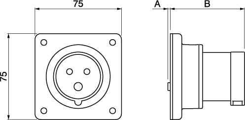 Вилка панельная IP44 32A 3P+E 400В DKC