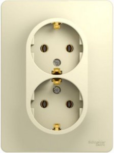 GLOSSA  Розетка СУ 2-м., с з/з в сборе 16А бежевый IP20 Schneider Electric