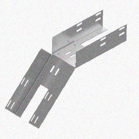 Лоток перфорированный КС 600х150-45 УТ1,5 для поворота трассы вниз на 45, оцинкованный лист S1,5