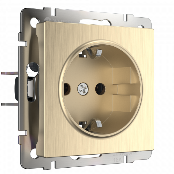 Встраиваемые механизмы Розетка СУ 1 мест. с зазем. 16А шампань рифленый IP20 Werkel
